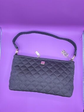 Lina Brown Quilted Zippered Knit Bag